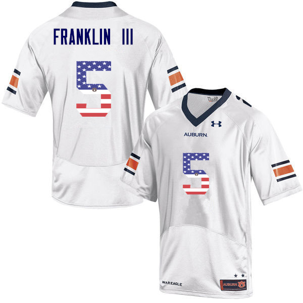 Auburn Tigers Men's John Franklin III #5 White Under Armour Stitched College USA Flag Fashion NCAA Authentic Football Jersey QCP3774WH